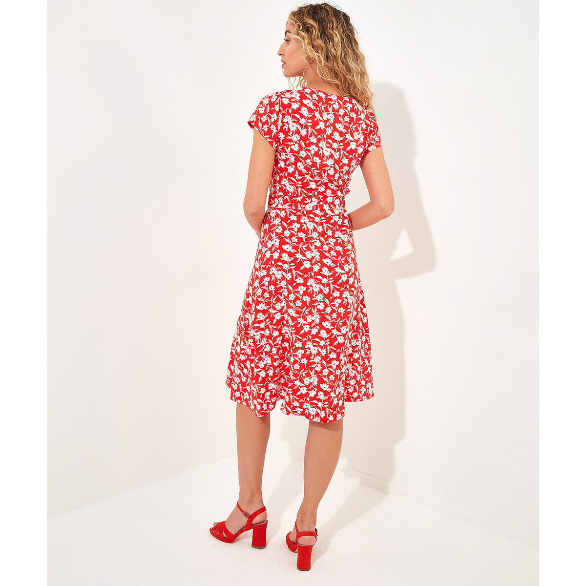 Платье с поясом Cline  48 красный LaRedoute, размер 48 - фото 4