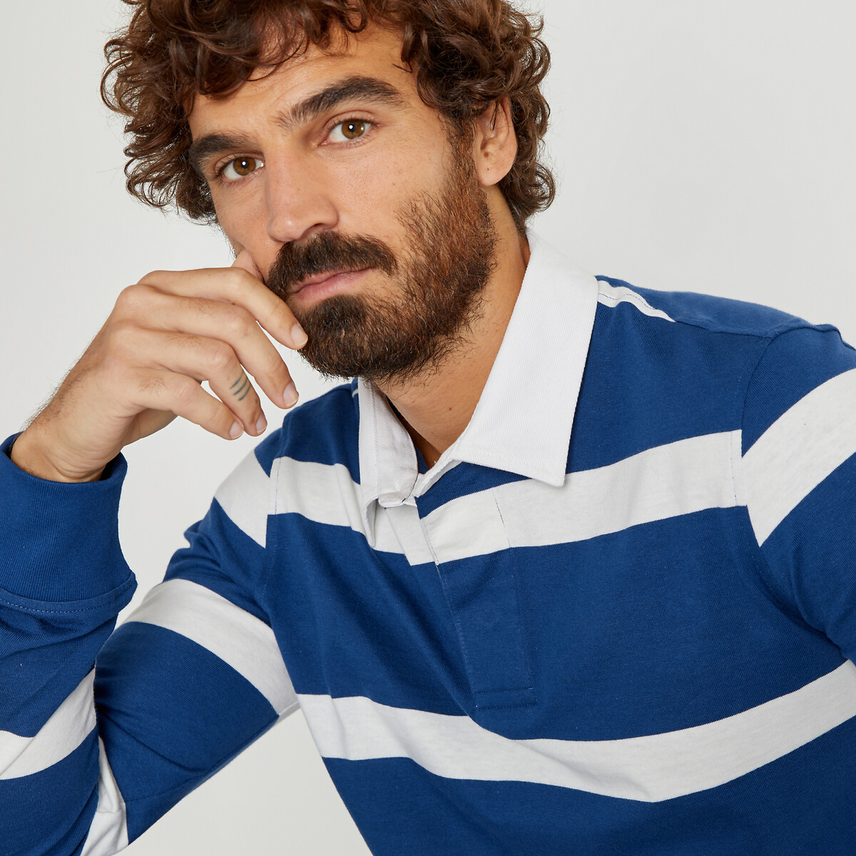 

Лонгслив LaRedoute, Синий, Лонгслив поло из биохлопка в полоску XXL синий