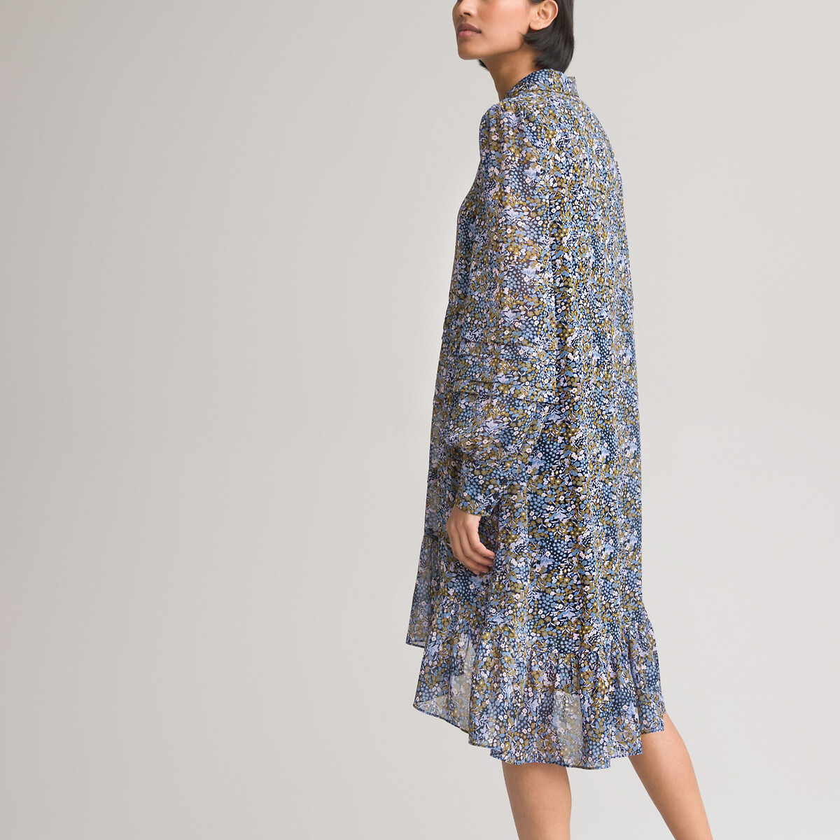 Платье-рубашка LA REDOUTE COLLECTIONS Струящееся с длинными рукавами с принтом 54 разноцветный, размер 54 - фото 4