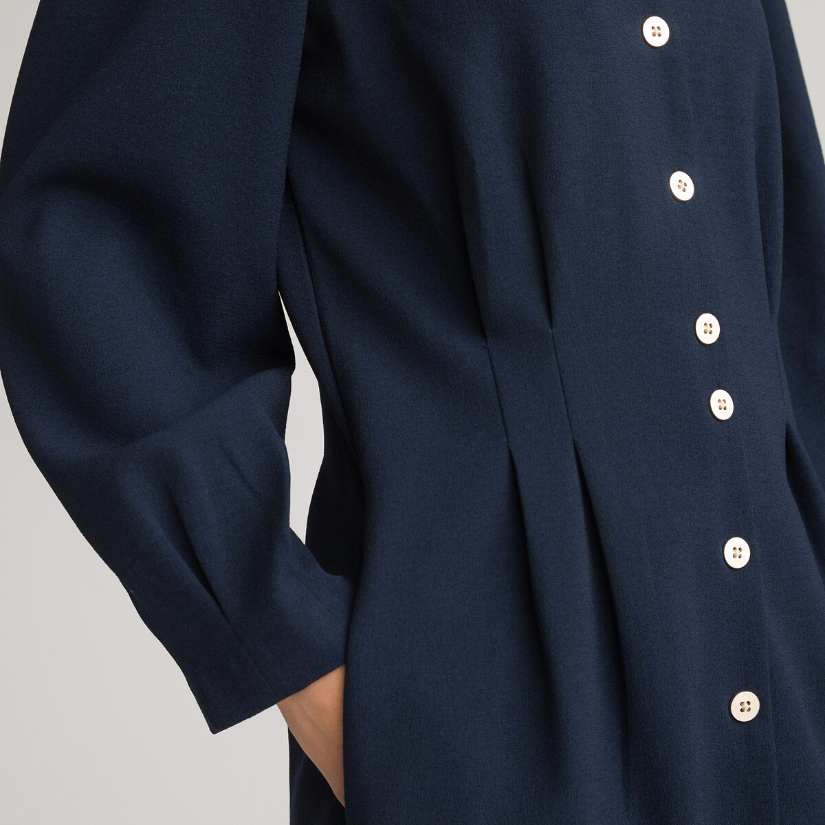 Платье LA REDOUTE COLLECTIONS Короткое с V-образным вырезом и длинными рукавами 46 синий, размер 46 - фото 3