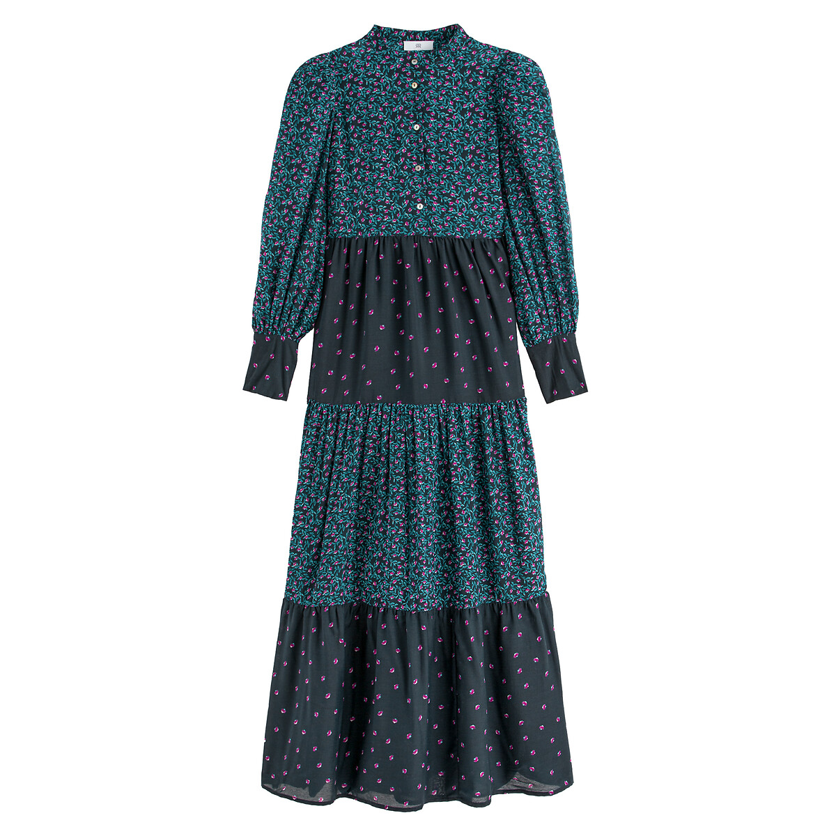 Платье LA REDOUTE COLLECTIONS Длинное с воротником-стойкой длинными рукавами и рисунком 46 каштановый, размер 46 - фото 5