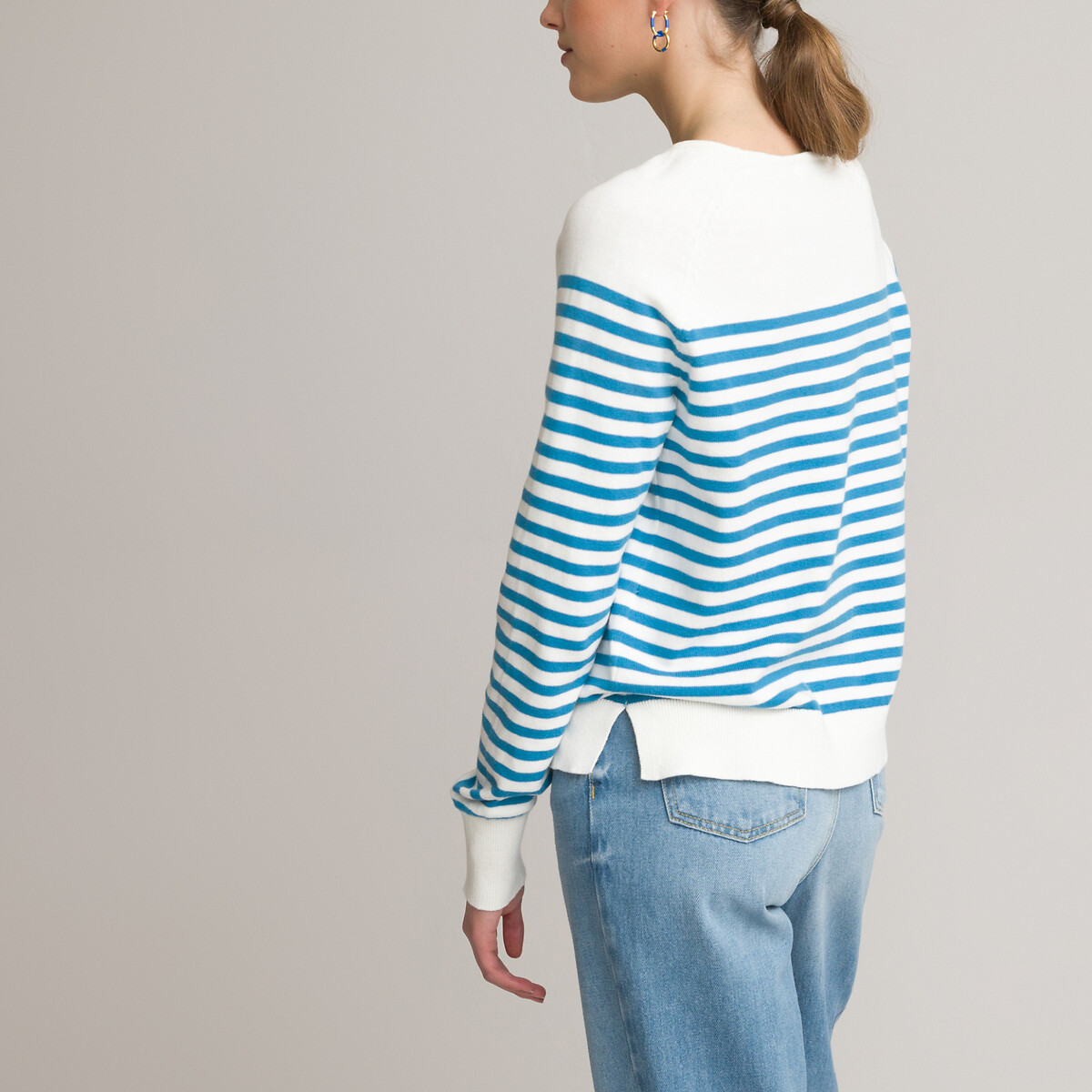 Пуловер LA REDOUTE COLLECTIONS С вырезом-лодочка из тонкого трикотажа в полоску XL синий, размер XL - фото 4