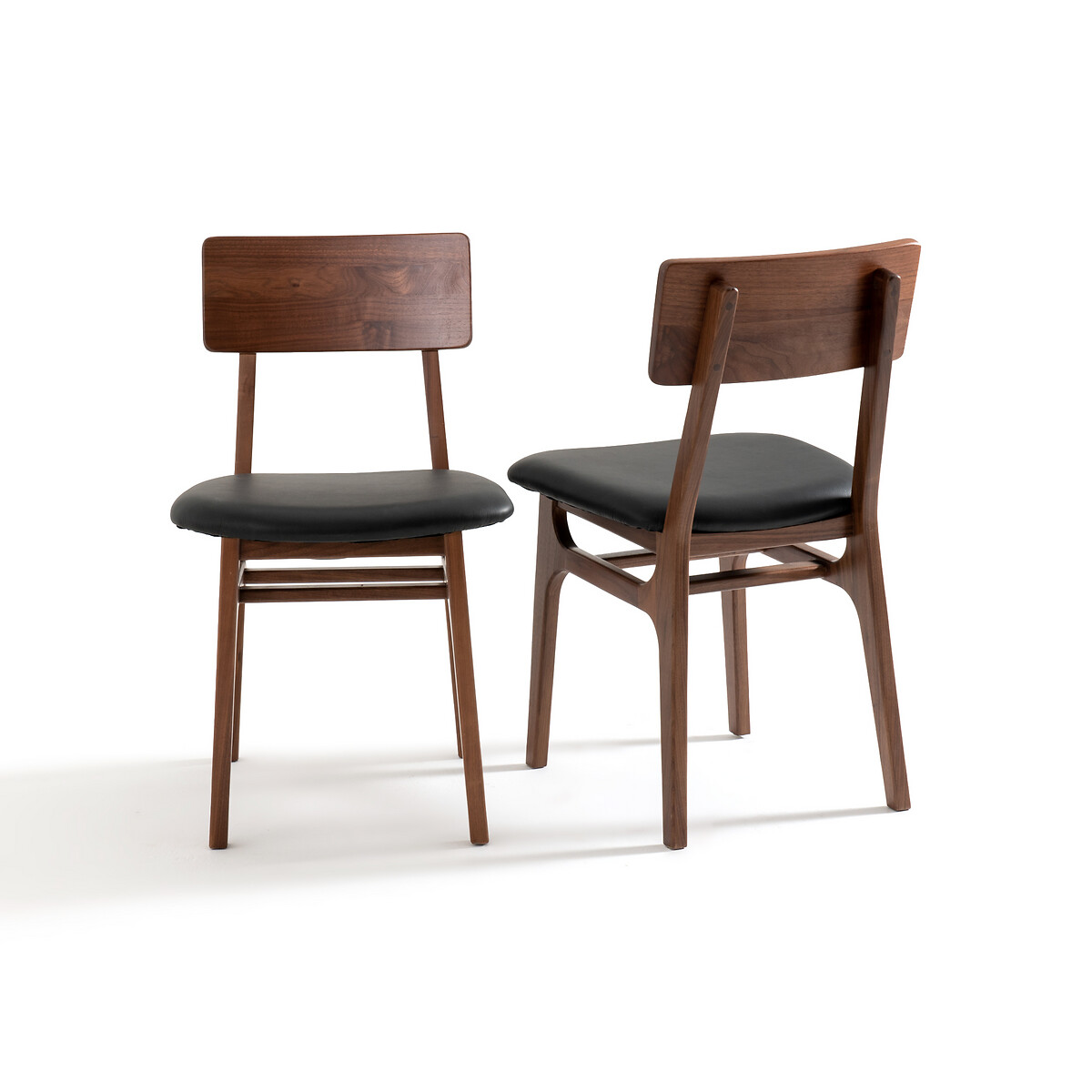 Комплект из 2 стульев из LA REDOUTE INTERIEURS Массива орехового дерева и кожи Larsen единый размер каштановый - фото 3