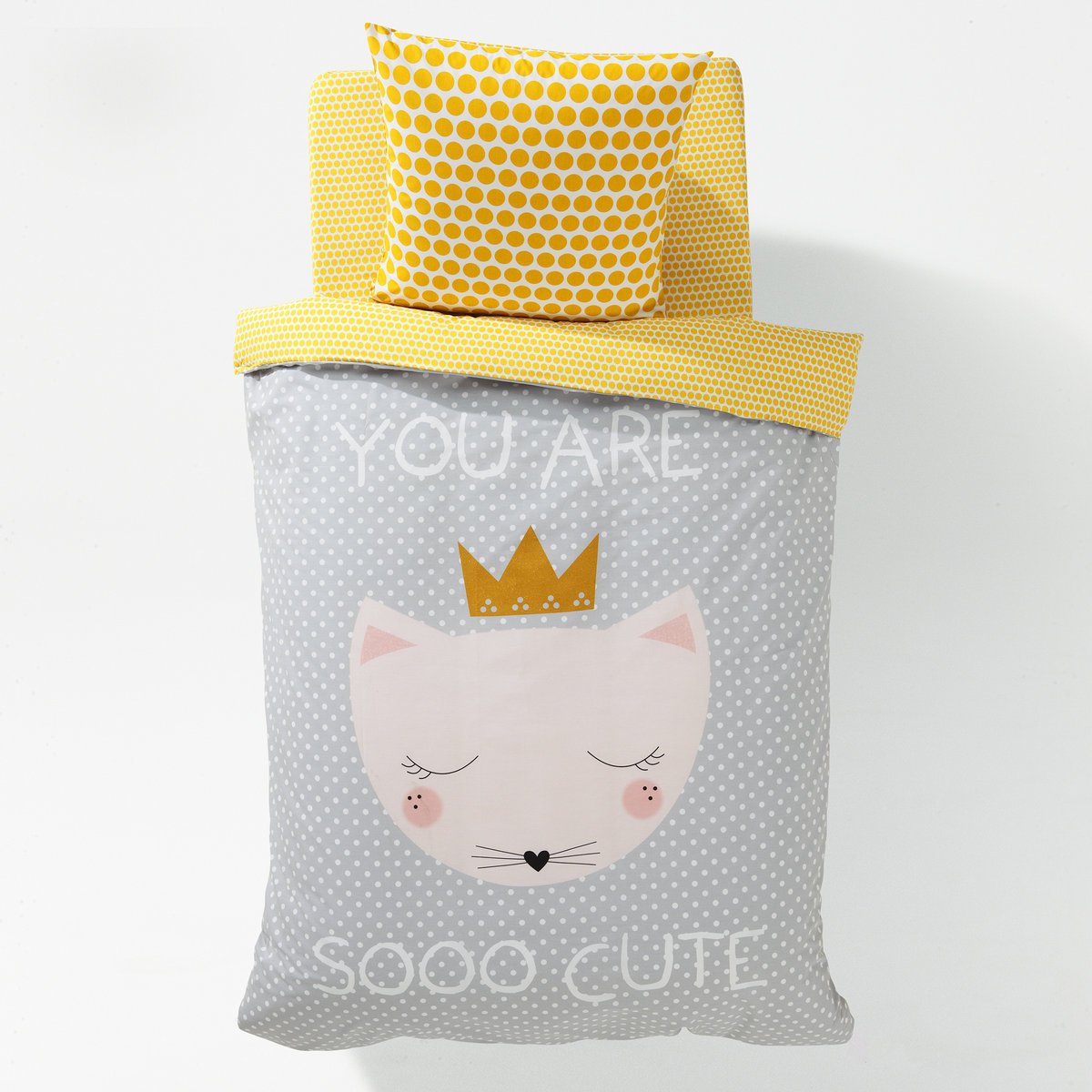 

Пододеяльник из 100% хлопка CHAT CUTE, Серый/ желтый