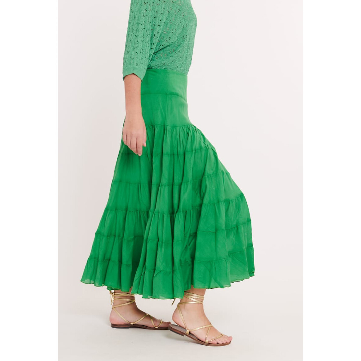 Юбка Длинная с воланами Flamenco S зеленый