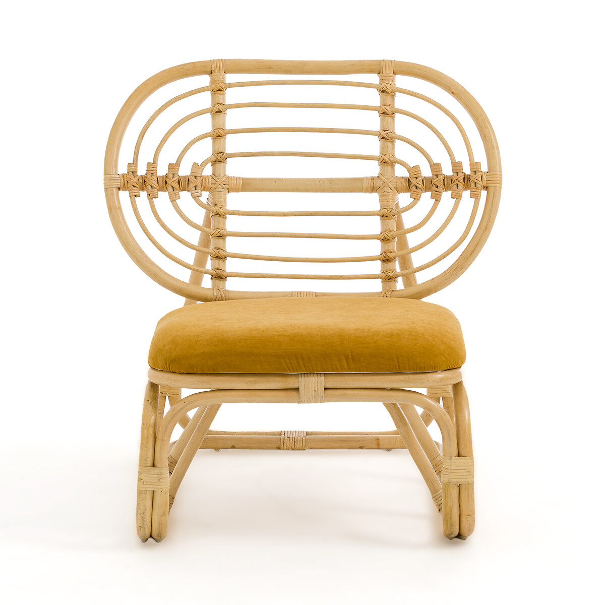 Кресло Из стеблей ротанга и велюра Dhony единый размер желтый LaRedoute - фото 2