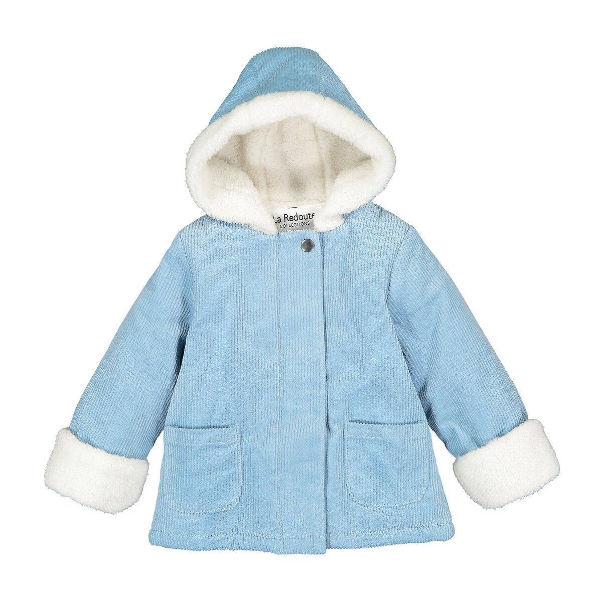 Пальто La Redoute Утепленное из велюра с капюшоном 3 мес-4 года 4 года - 102 см синий, размер 4 года - 102 см - фото 1