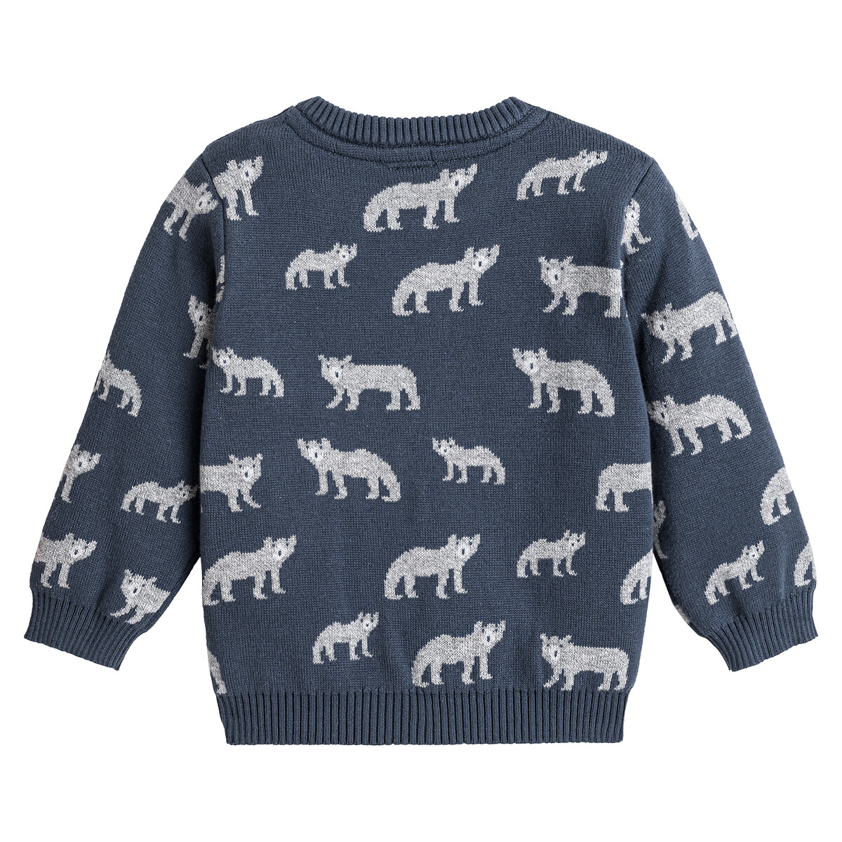 Пуловер LaRedoute С круглым вырезом тонкий трикотаж из биохлопка 3 мес-4 лет 3 года - 94 см синий, размер 3 года - 94 см - фото 2