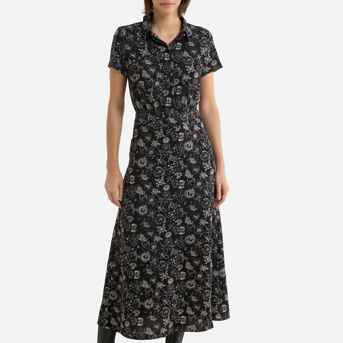 Платье IKKS Прямое с цветочным принтом длиннное 44 черный, размер 44 - фото 2