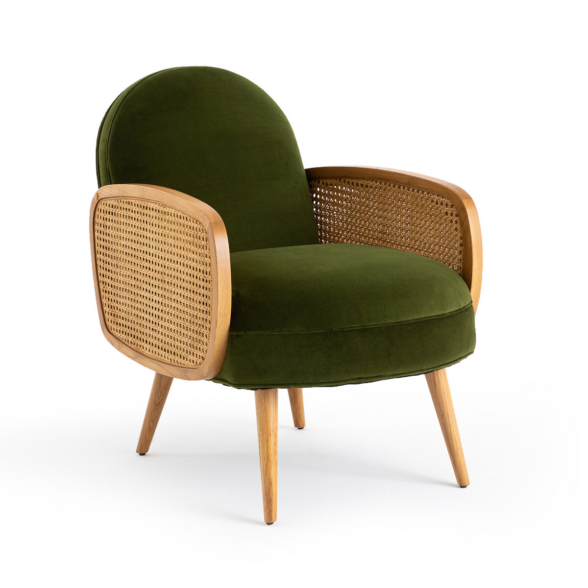 Кресло BUISSEAU с велюровой и плетеной отделкой единый размер зеленый