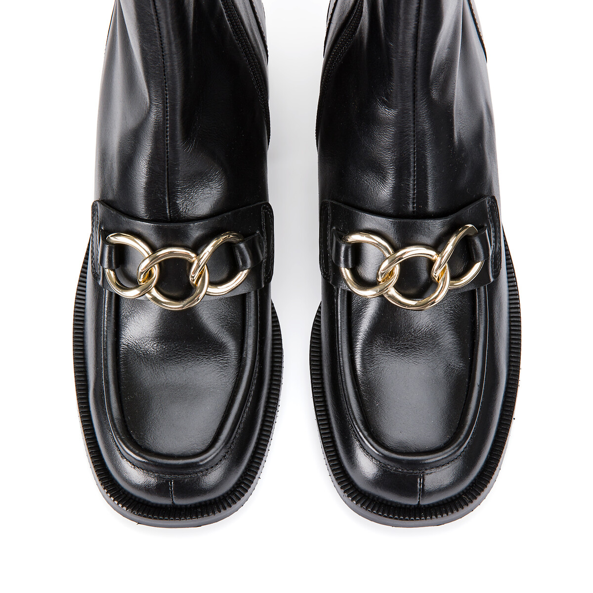 Ботинки LA REDOUTE COLLECTIONS Ботинки Кожаные на широком каблуке с цепочкой 40 черный, размер 40 - фото 3