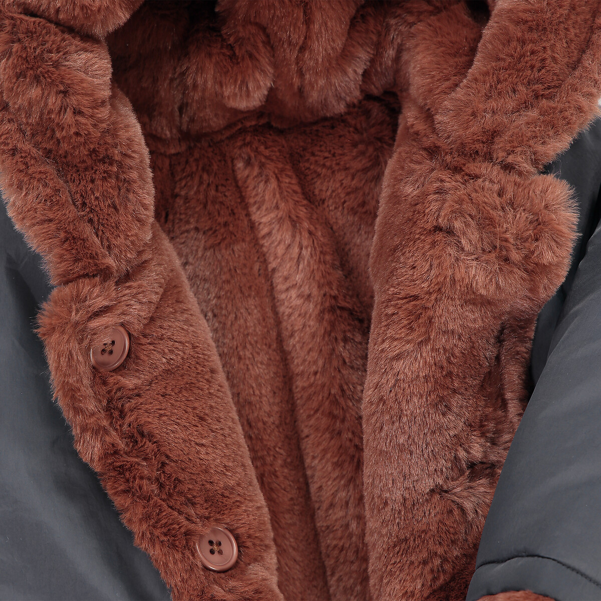 Пальто La Redoute Утепленное двустороннее с капюшоном 1 мес-3 года 3 года - 94 см каштановый, размер 3 года - 94 см - фото 4