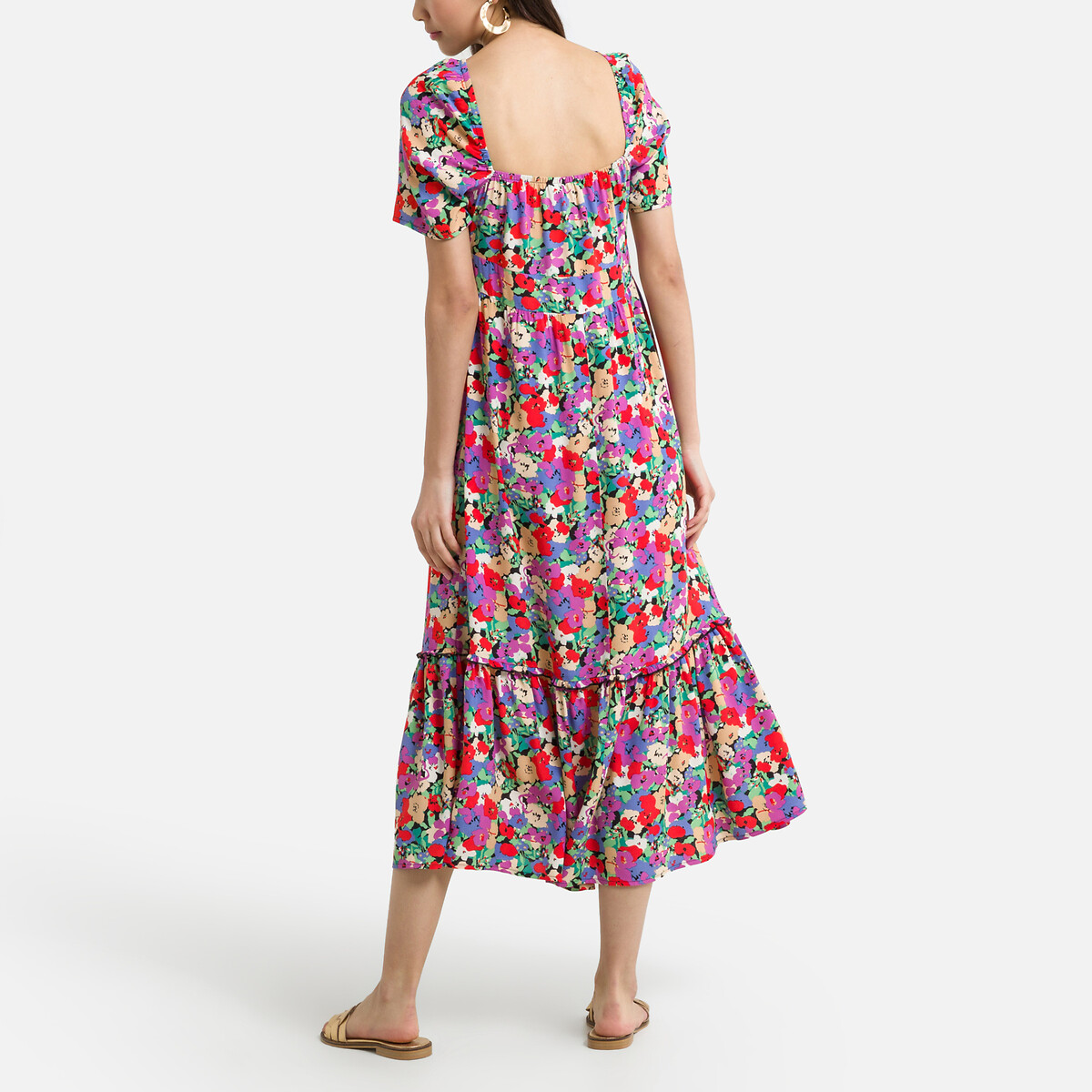 Платье-миди ONLY С цветочным принтом короткие рукава L разноцветный, размер L - фото 4