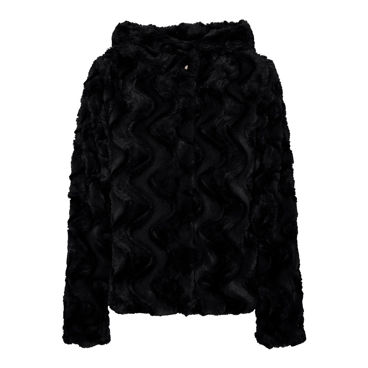 Пальто La Redoute Короткое с имитацией меха и капюшоном S черный, размер S - фото 1