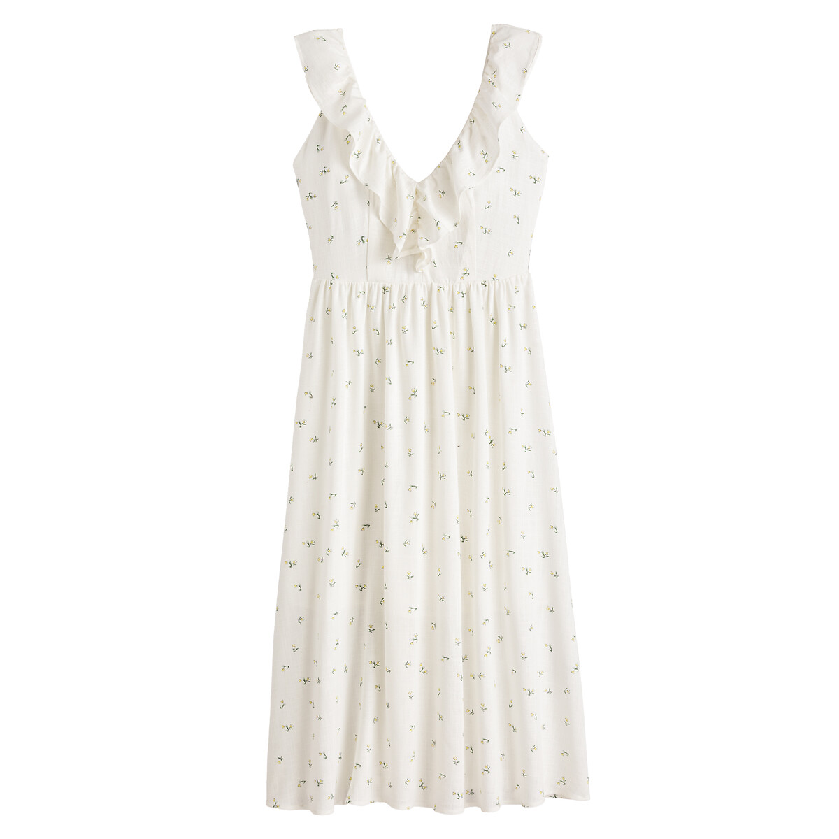 Платье LA REDOUTE COLLECTIONS Средней длины без рукавов Материал вискоза 42 белый, размер 42 - фото 5