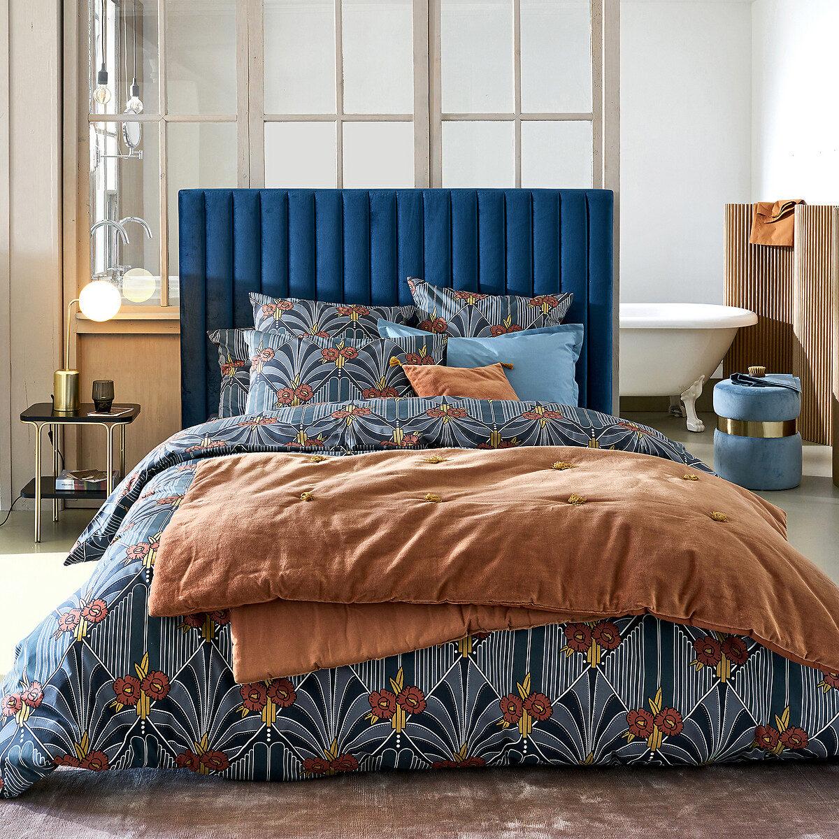 Conjunto para o banho, 17 peças,  azul medio liso