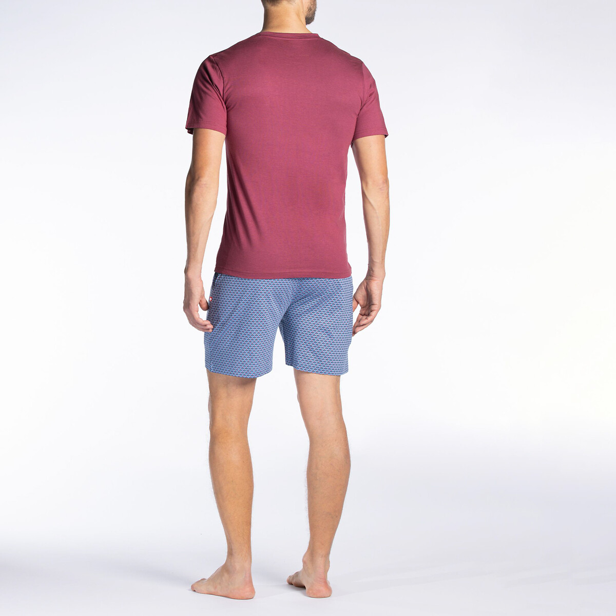 Пижама с шортами и футболкой с V-образным вырезом  L красный LaRedoute, размер L - фото 2