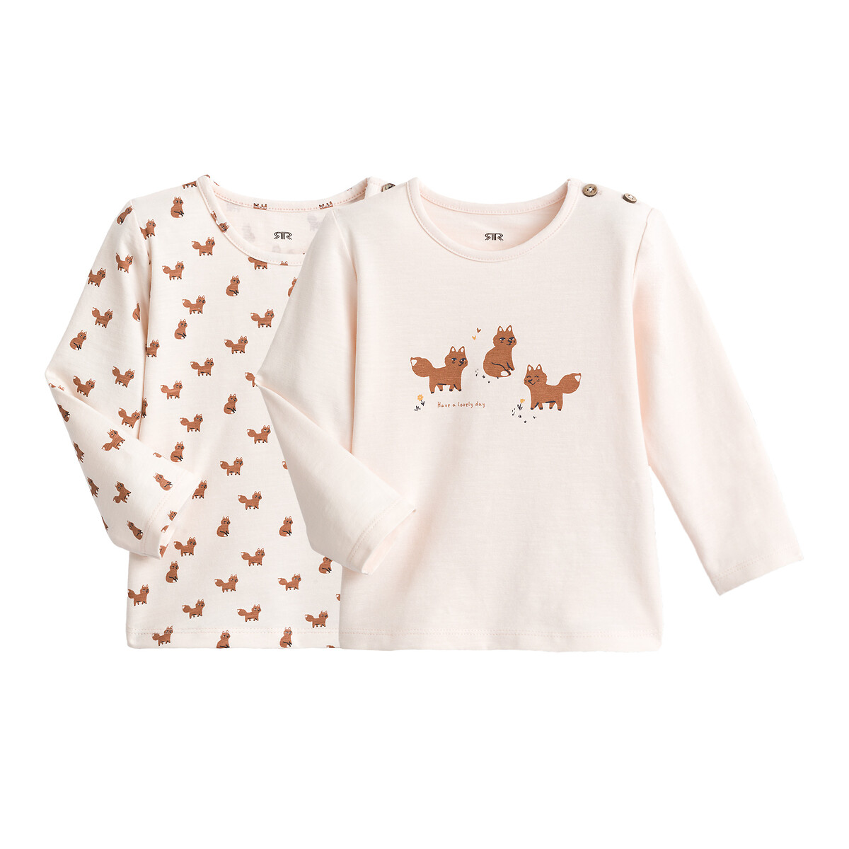 

Комплект из 2 футболок с LA REDOUTE COLLECTIONS, Розовый, Длинными рукавами 1 мес-2 лет 1 год - 74 см розовый