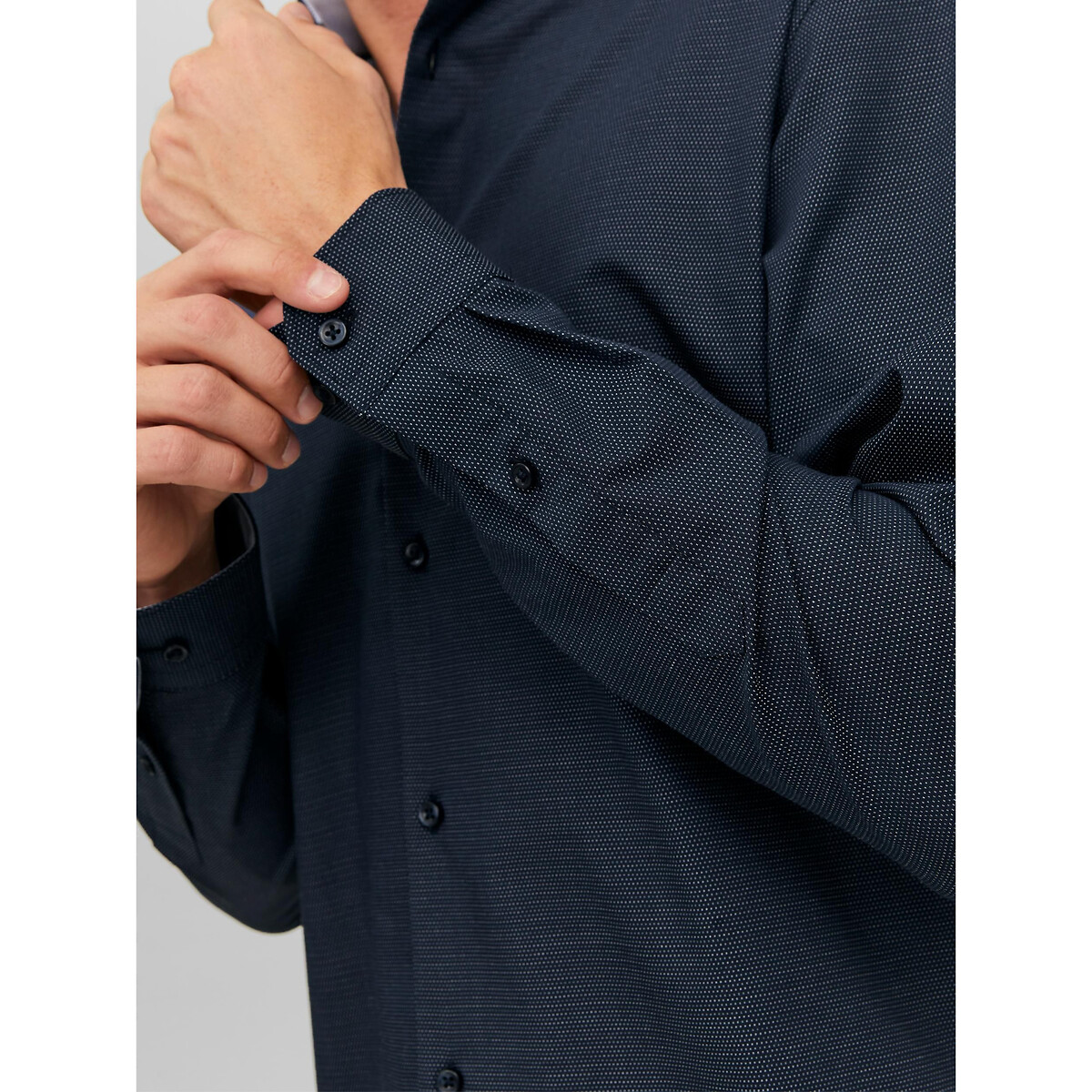Рубашка Слим из ткани стрейч M синий LaRedoute, размер M - фото 4