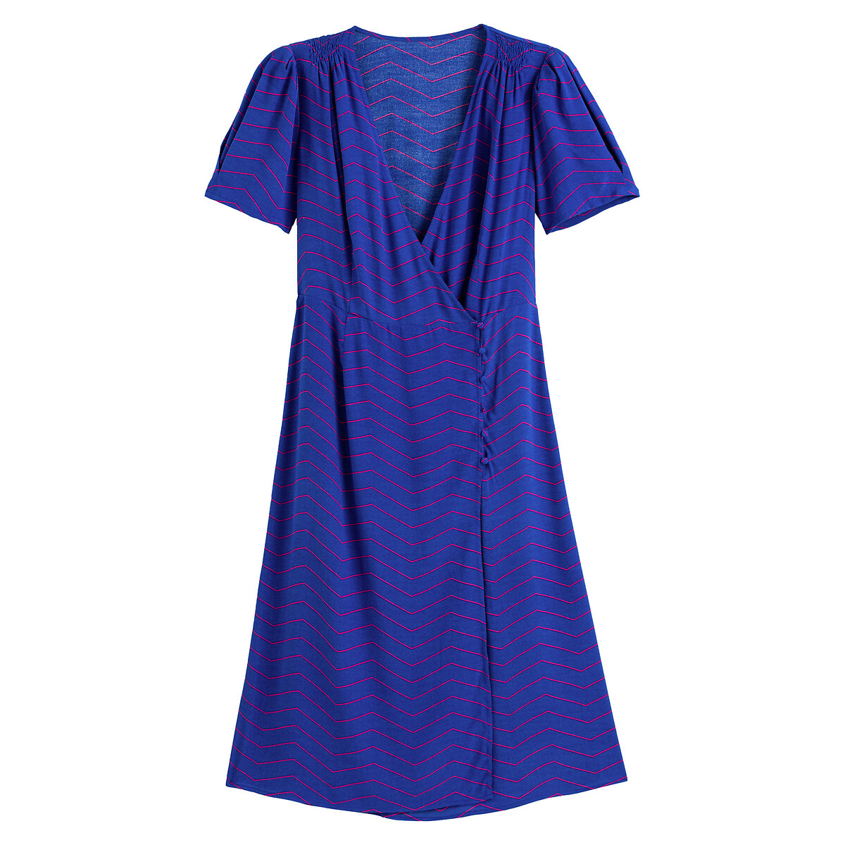 Платье LaRedoute С запахом с короткими рукавами и рисунком 40 (FR) - 46 (RUS) синий, размер 40 (FR) - 46 (RUS) С запахом с короткими рукавами и рисунком 40 (FR) - 46 (RUS) синий - фото 5