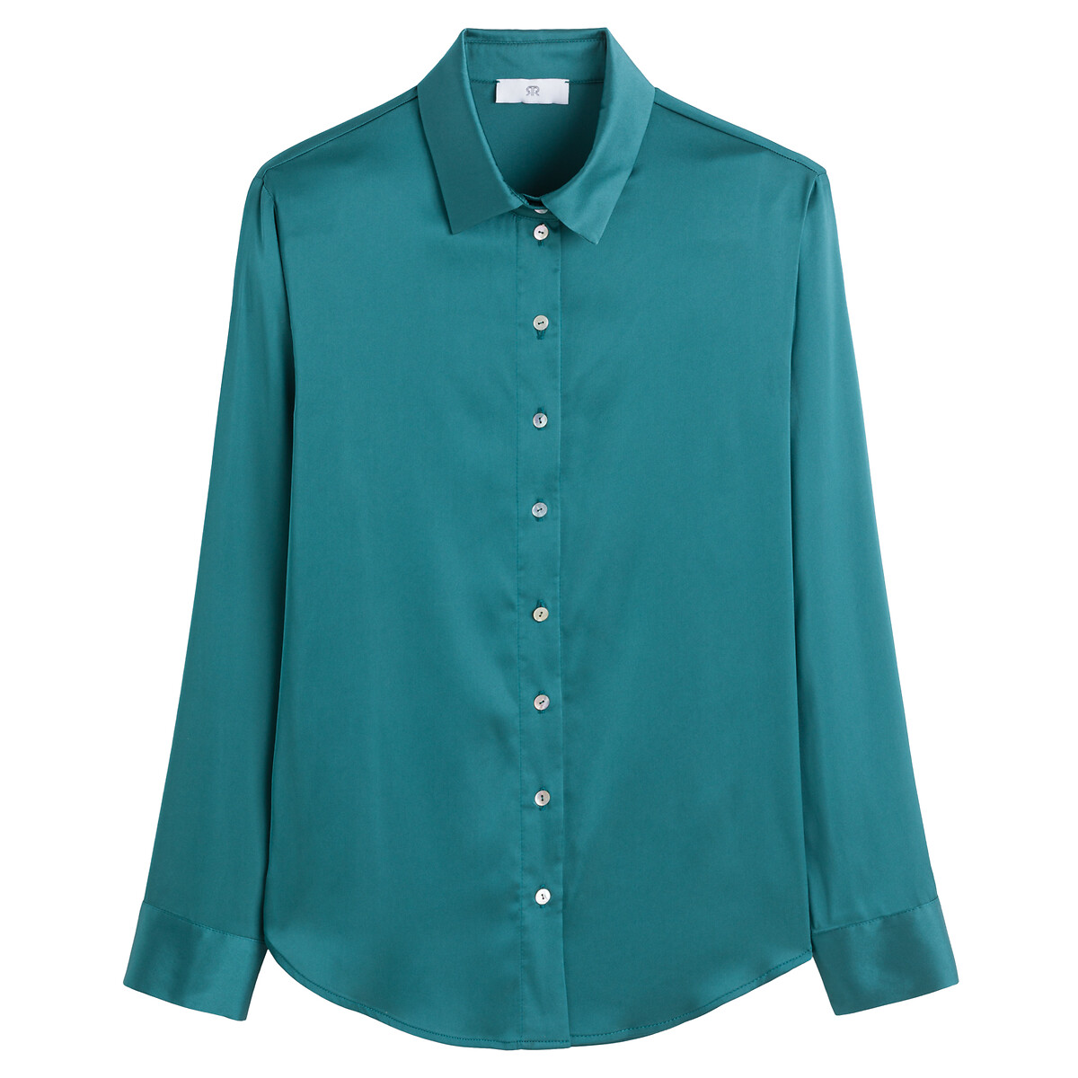 Рубашка С длинными рукавами атласная 50 (FR) - 56 (RUS) зеленый LaRedoute, размер 50 (FR) - 56 (RUS) Рубашка С длинными рукавами атласная 50 (FR) - 56 (RUS) зеленый - фото 5
