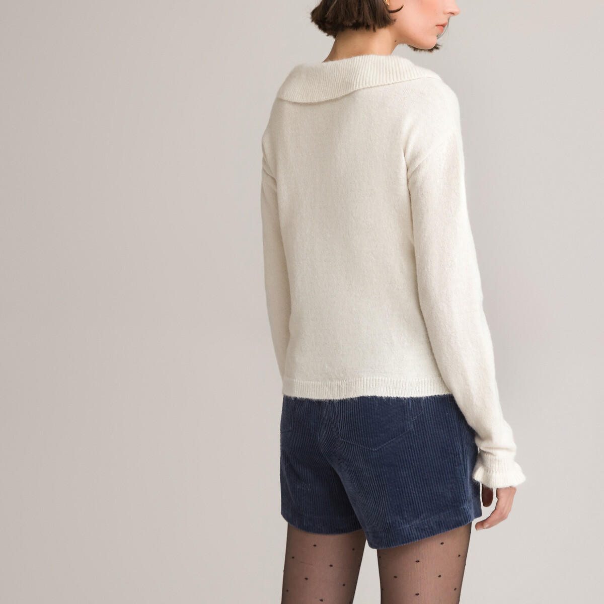 Пуловер LA REDOUTE COLLECTIONS С круглым вырезом из тонкого трикотажа S белый, размер S - фото 4