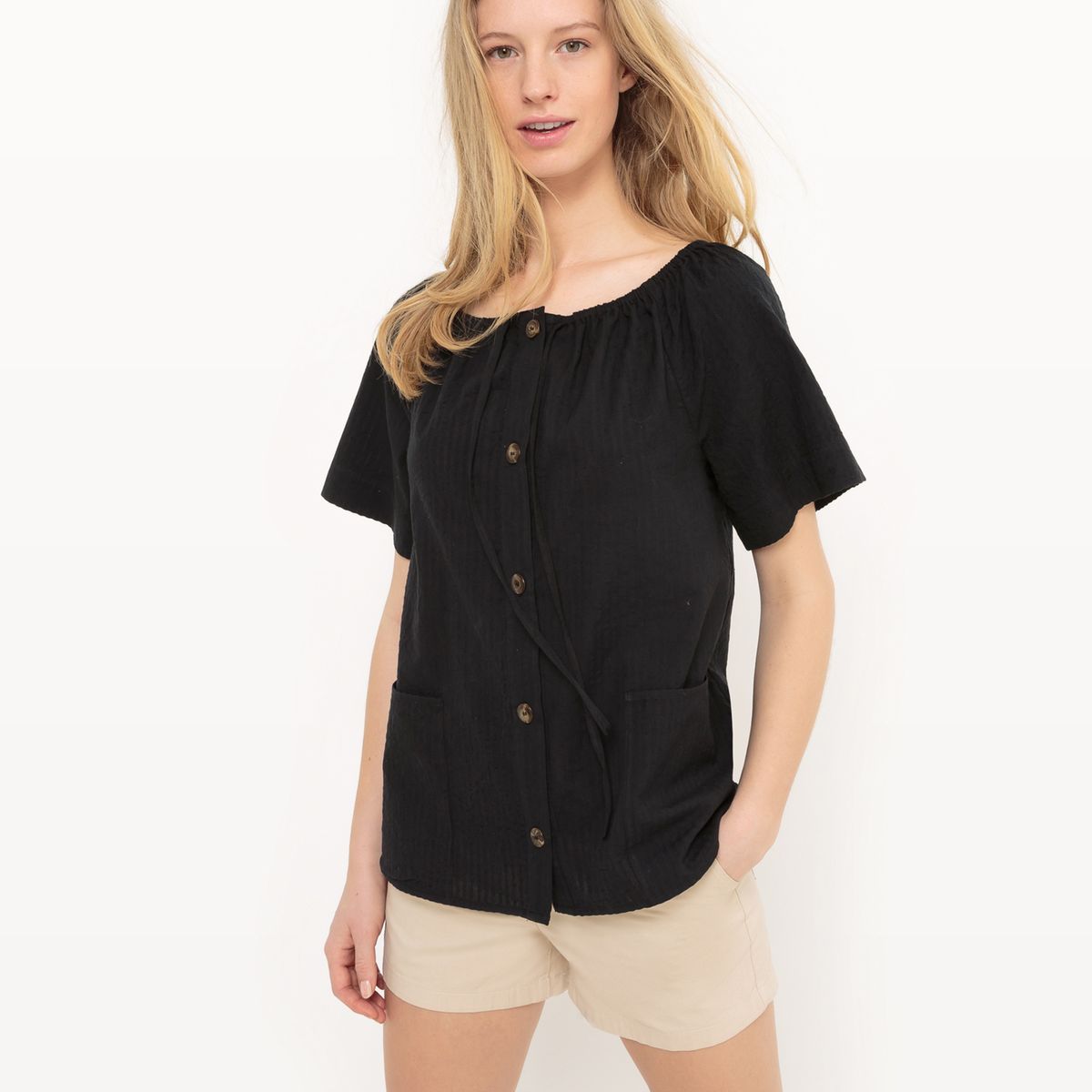 Blouse bandeau, coupe évasée