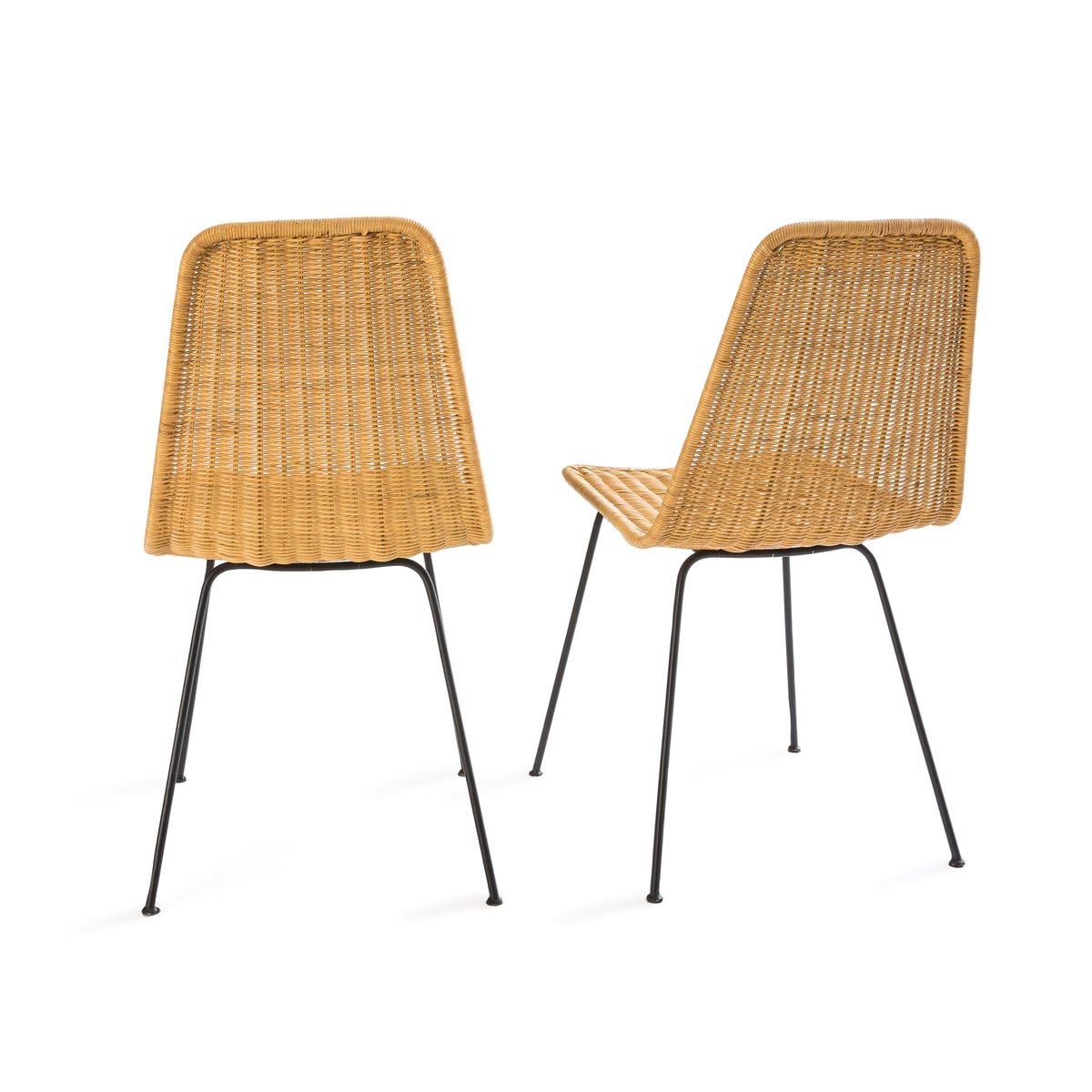 Комплект из 2 стульев из LaRedoute Плетеного ротанга и стали Roson единый размер бежевый - фото 2