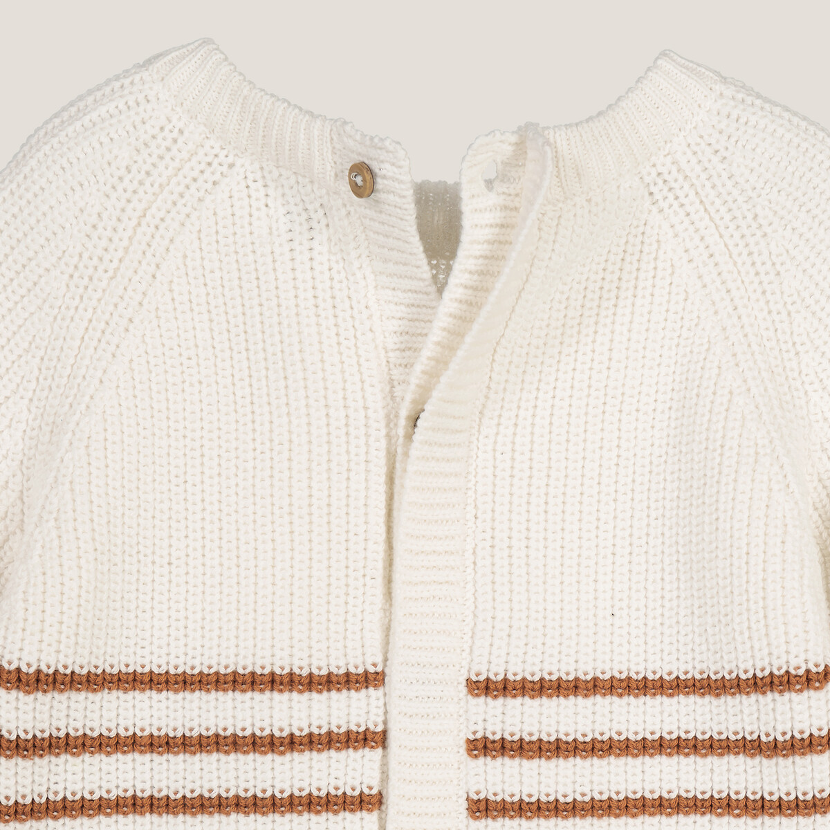 Пуловер с круглым вырезом из плотного трикотажа спинка на пуговицах  1 мес. - 54 см каштановый LaRedoute, размер 1 - фото 4