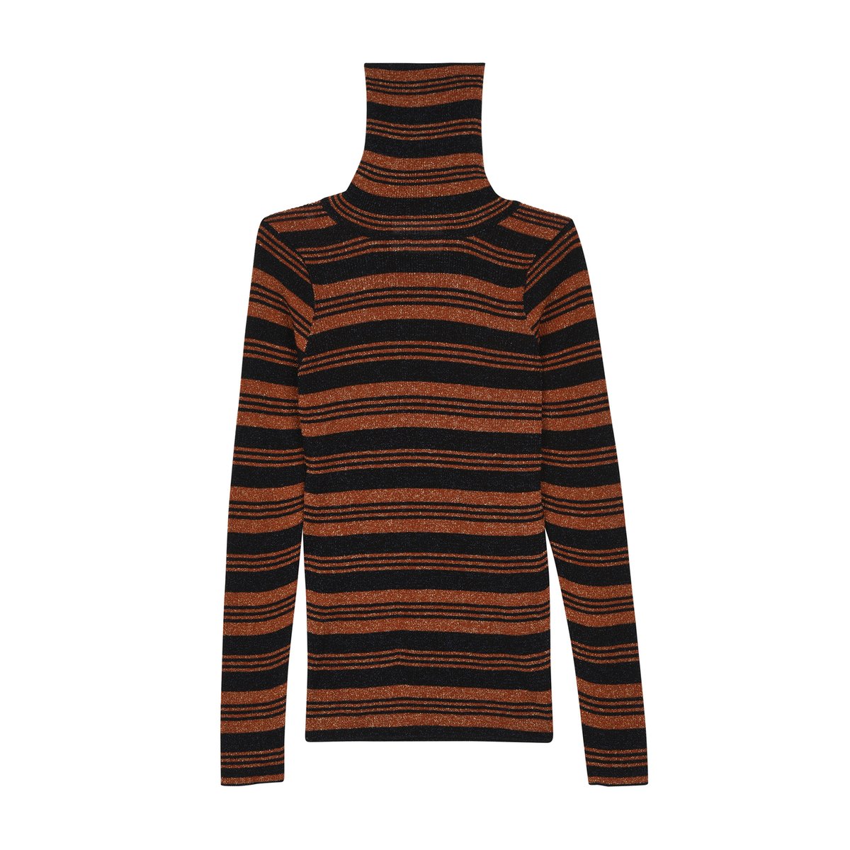 Пуловер La Redoute В полоску с отворачивающимся воротником из тонкого блестящего трикотажа NUMBIA XS оранжевый, размер XS - фото 5
