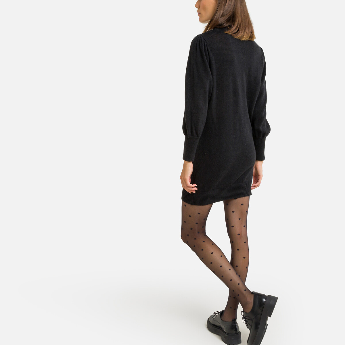 Платье-пуловер SEE U SOON Платье-пуловер Воротник-стойка S/M черный, размер S/M Платье-пуловер Воротник-стойка S/M черный - фото 4