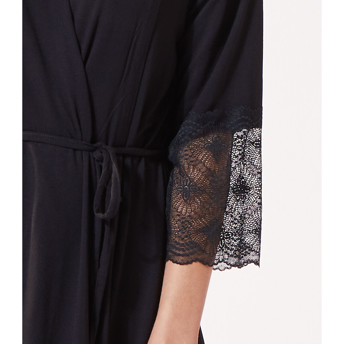 Платье LaRedoute Домашнее с кружевными вставками LIDDY M черный, размер M - фото 3