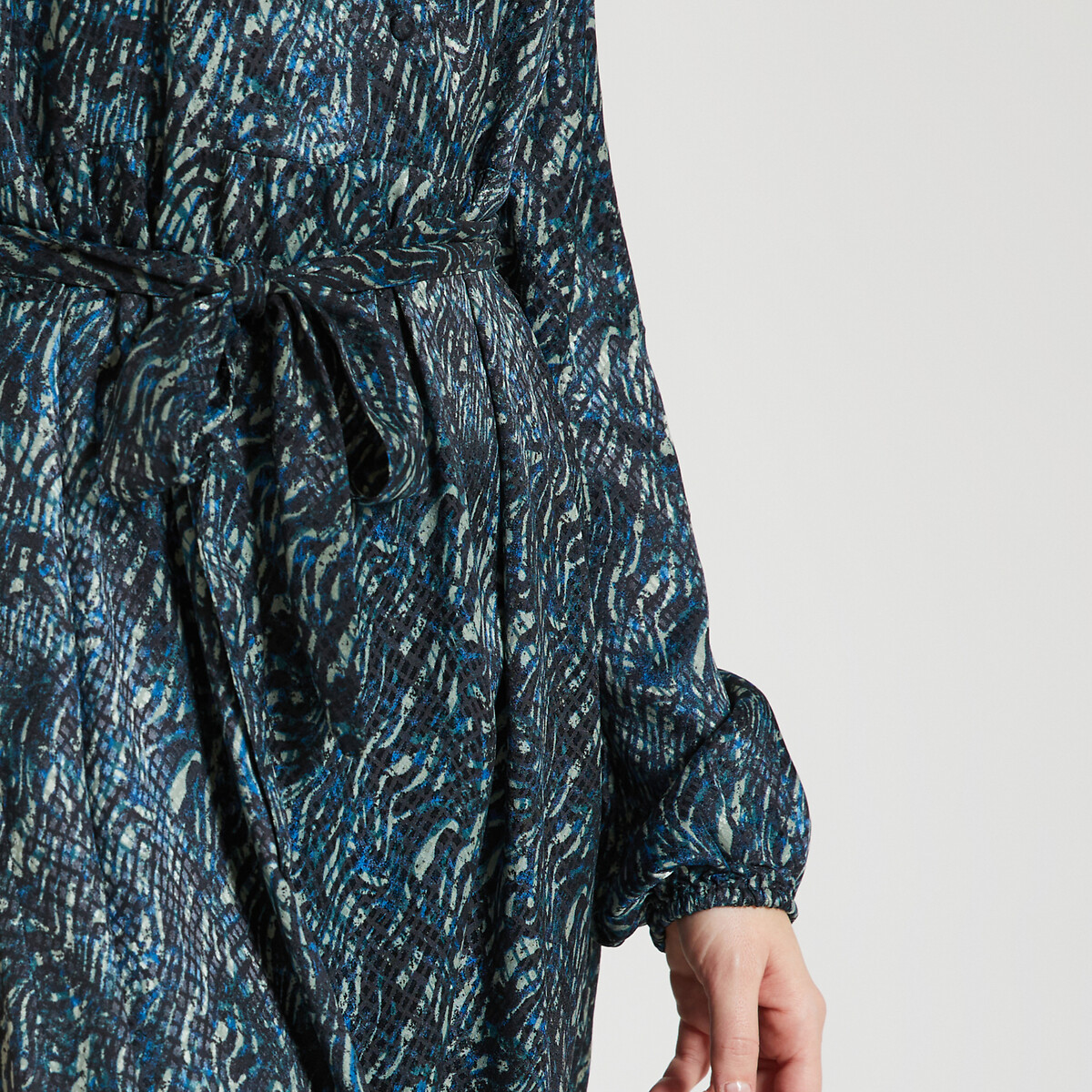 Платье с принтом атласный эффект  48 синий LaRedoute, размер 48 - фото 3