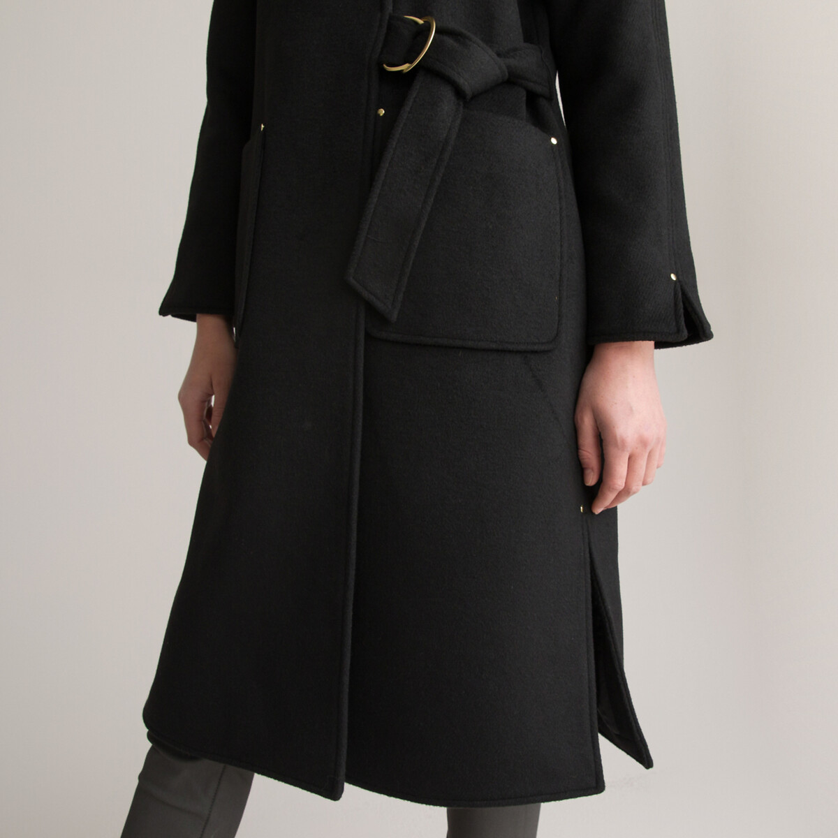 Пальто Длинное асимметричное с завязками 46 (FR) - 52 (RUS) черный LaRedoute, размер 46 (FR) - 52 (RUS) Пальто Длинное асимметричное с завязками 46 (FR) - 52 (RUS) черный - фото 3