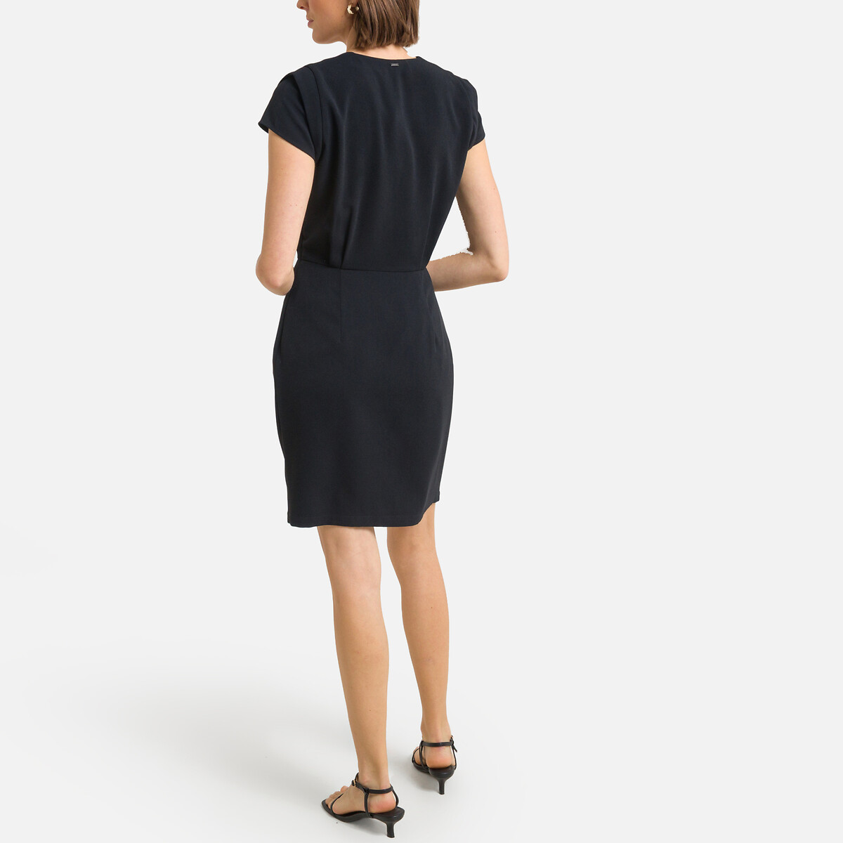 Платье IKKS Короткое V-образный вырез небольшие рукава 48 черный, размер 48 - фото 4