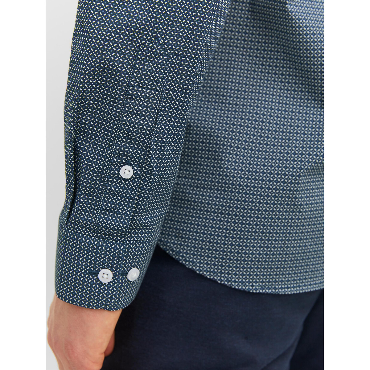 Рубашка Слим из ткани стрейч M синий LaRedoute, размер M - фото 4