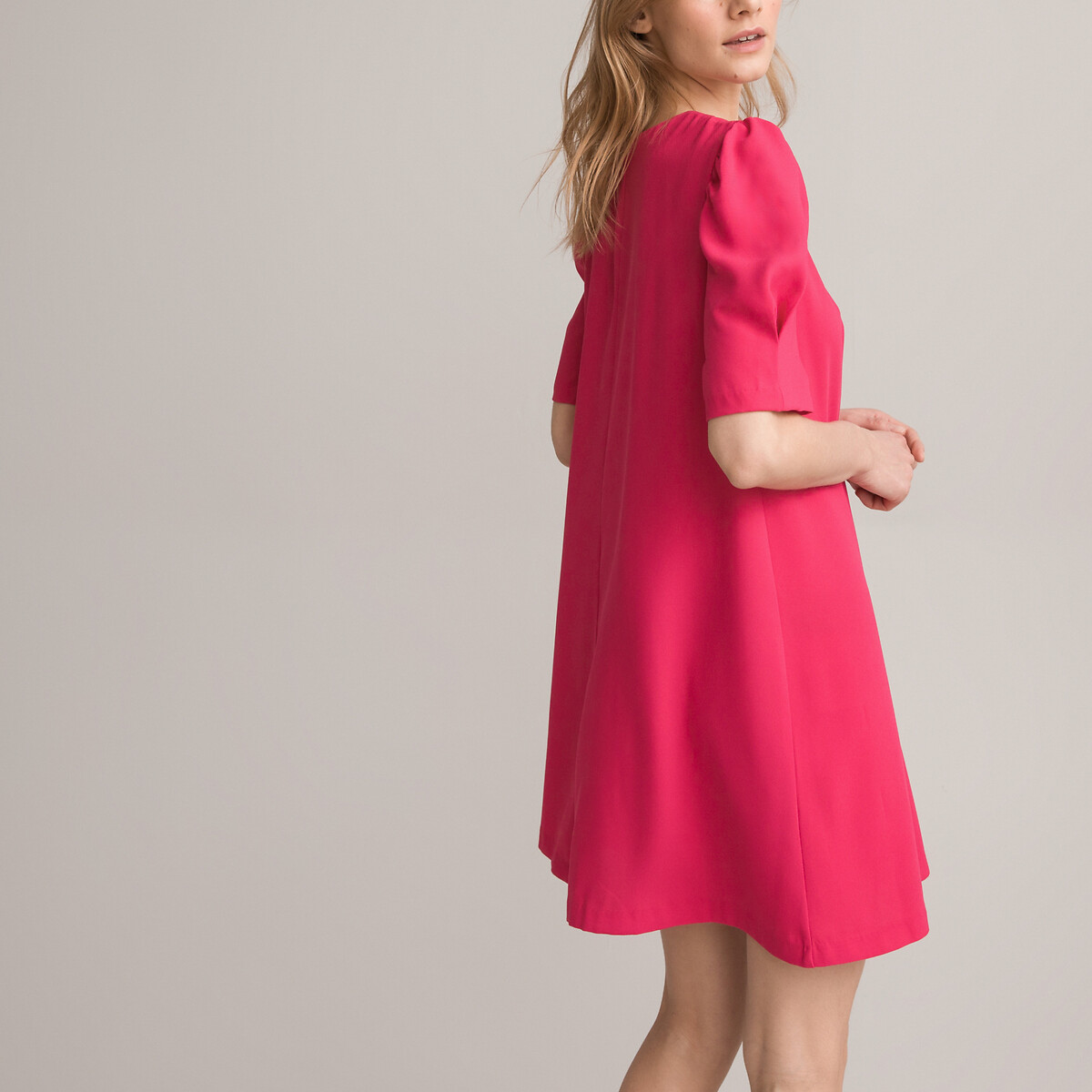 Платье Короткое с V-образным вырезом короткие рукава 50 розовый LaRedoute, размер 50 - фото 1