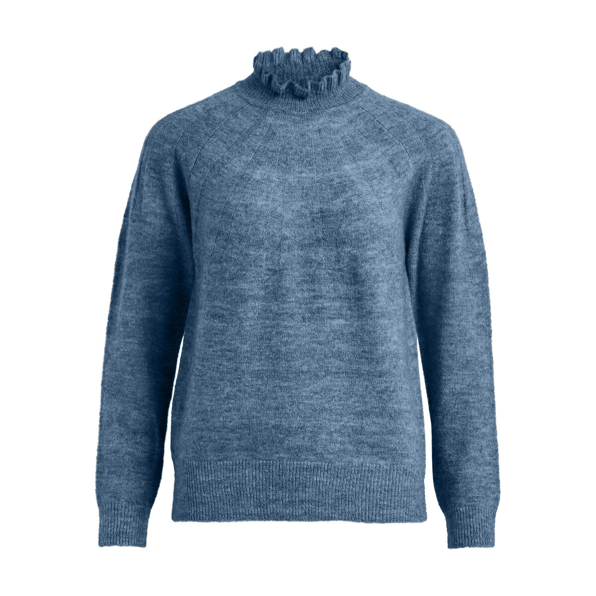 Пуловер LaRedoute С воротником-стойкой с воланом S синий, размер S - фото 1