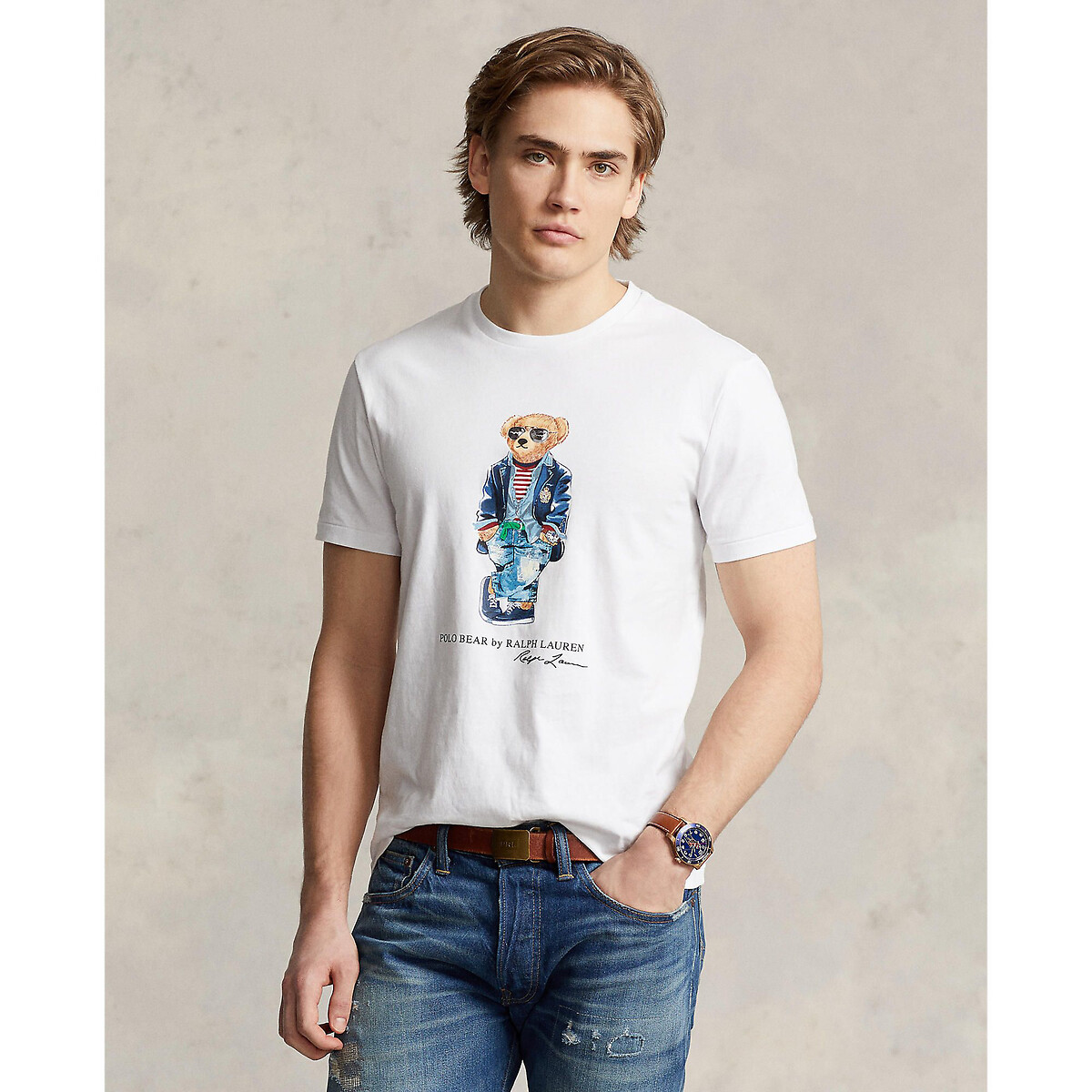 

Футболка LaRedoute, Белый, Футболка с круглым воротником Bear XS белый