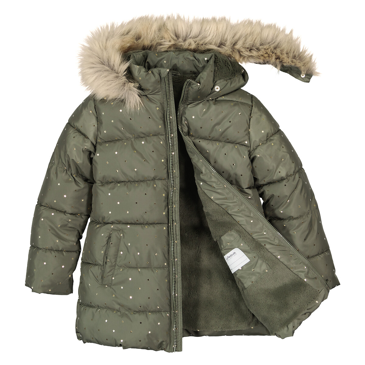 Куртка Стеганая с капюшоном с искусственным мехом 6 лет - 114 см зеленый LaRedoute, размер 6 лет - 114 см - фото 5