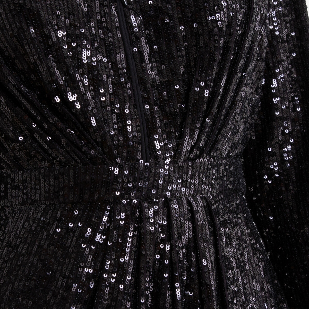 Платье La Redoute Короткое с блестками и длинными рукавами 2(M) черный, размер 2(M) Короткое с блестками и длинными рукавами 2(M) черный - фото 4