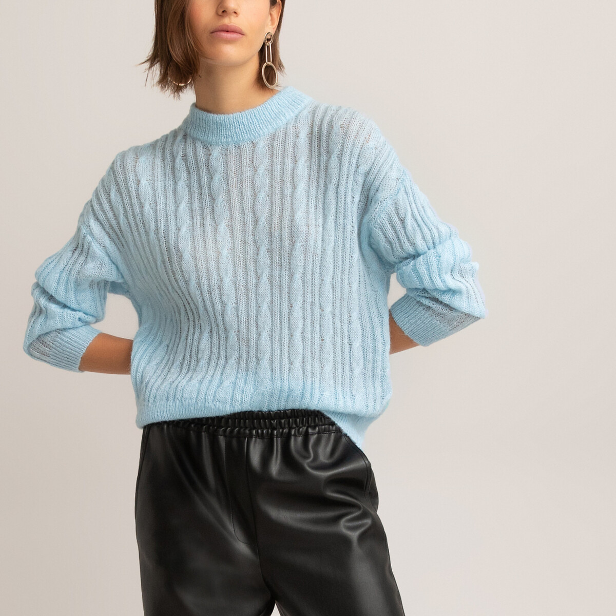 Пуловер La Redoute С круглым вырезом из плотного плетеного трикотажа XL синий, размер XL - фото 2