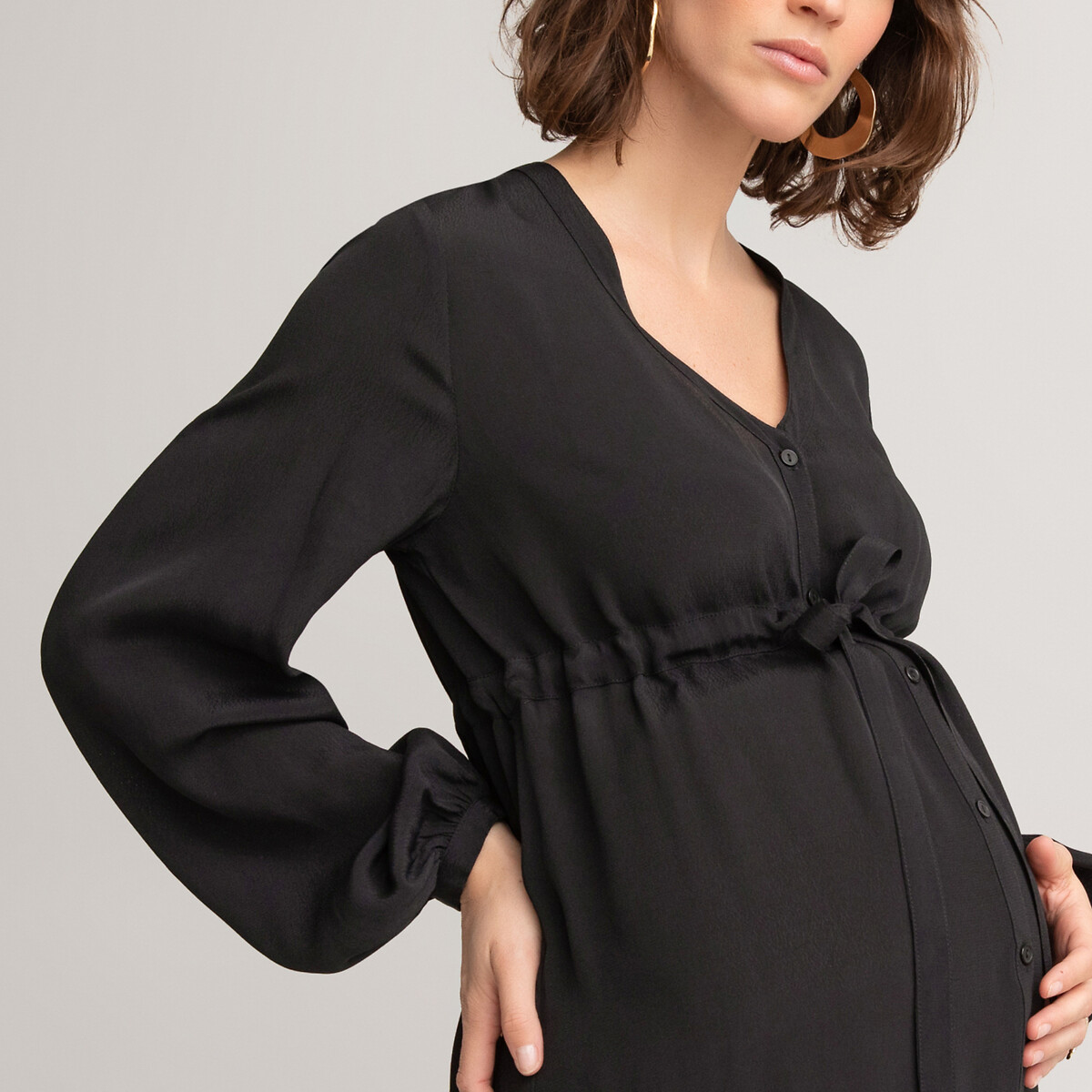 Платье LaRedoute Для периода беременности длинное с длинными рукавами 38 (FR) - 44 (RUS) черный, размер 38 (FR) - 44 (RUS) Для периода беременности длинное с длинными рукавами 38 (FR) - 44 (RUS) черный - фото 4
