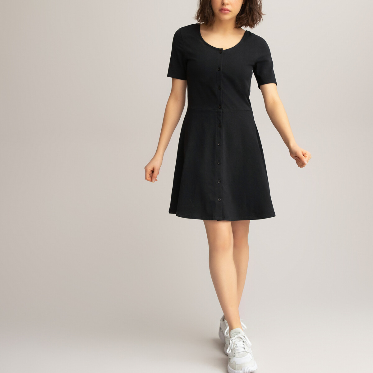 Платье LaRedoute С короткими рукавами из биозлопка 10-18 лет 14 лет - 156 см черный, размер 14 лет - 156 см
