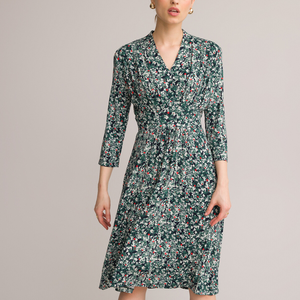 Платье-миди ANNE WEYBURN Платье-миди Расклешенное с цветочным принтом 42 зеленый, размер 42 - фото 2