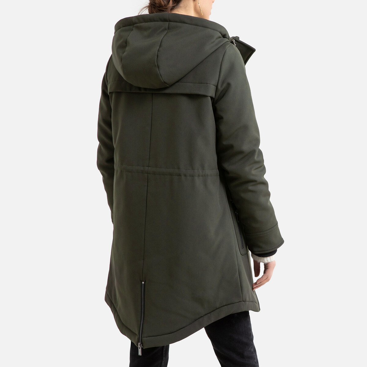 Пальто La Redoute Длинное с капюшоном L зеленый, размер L - фото 4