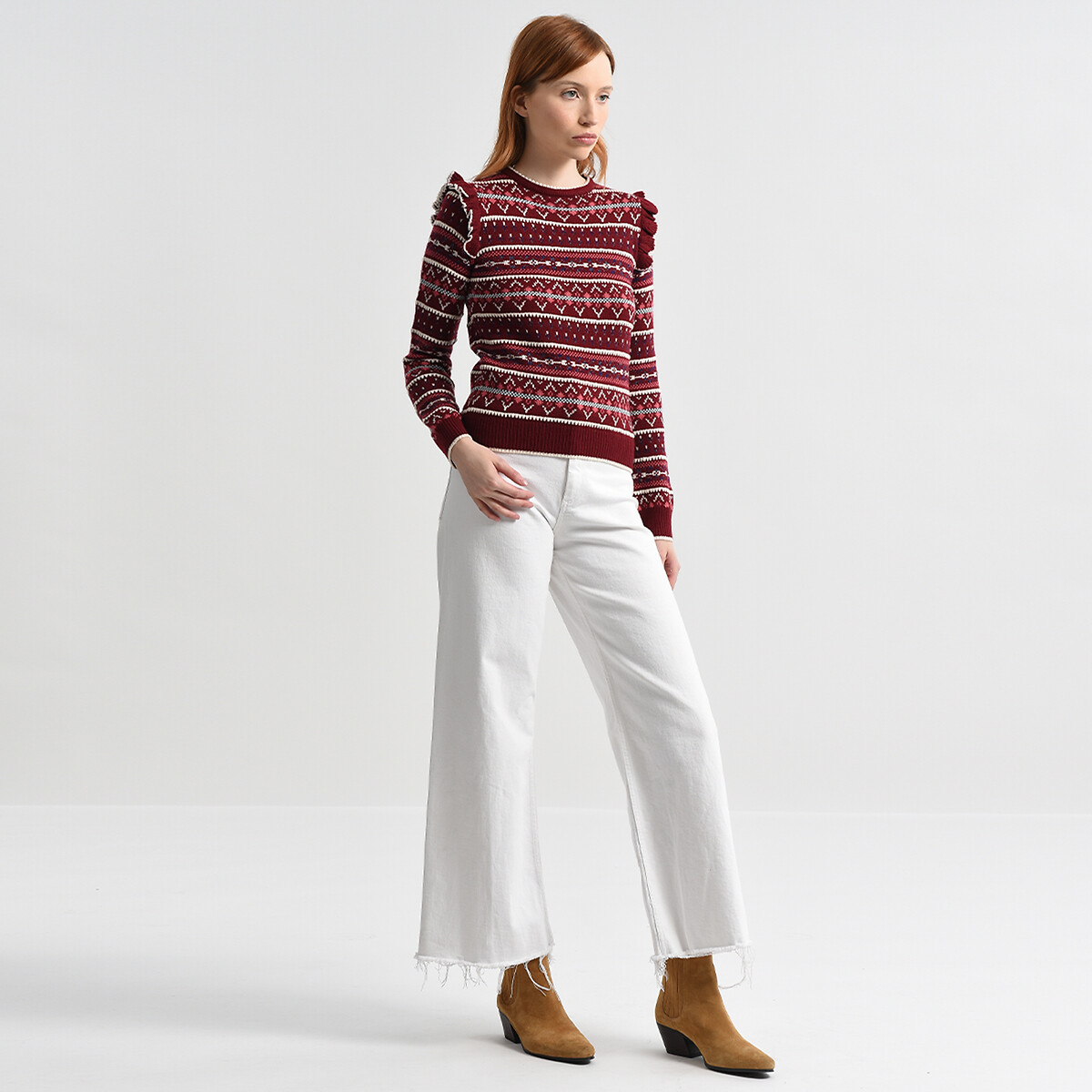 Пуловер MOLLY BRACKEN Пуловер С плечиками с воланами оригинальная вышивка XL красный, размер XL - фото 2