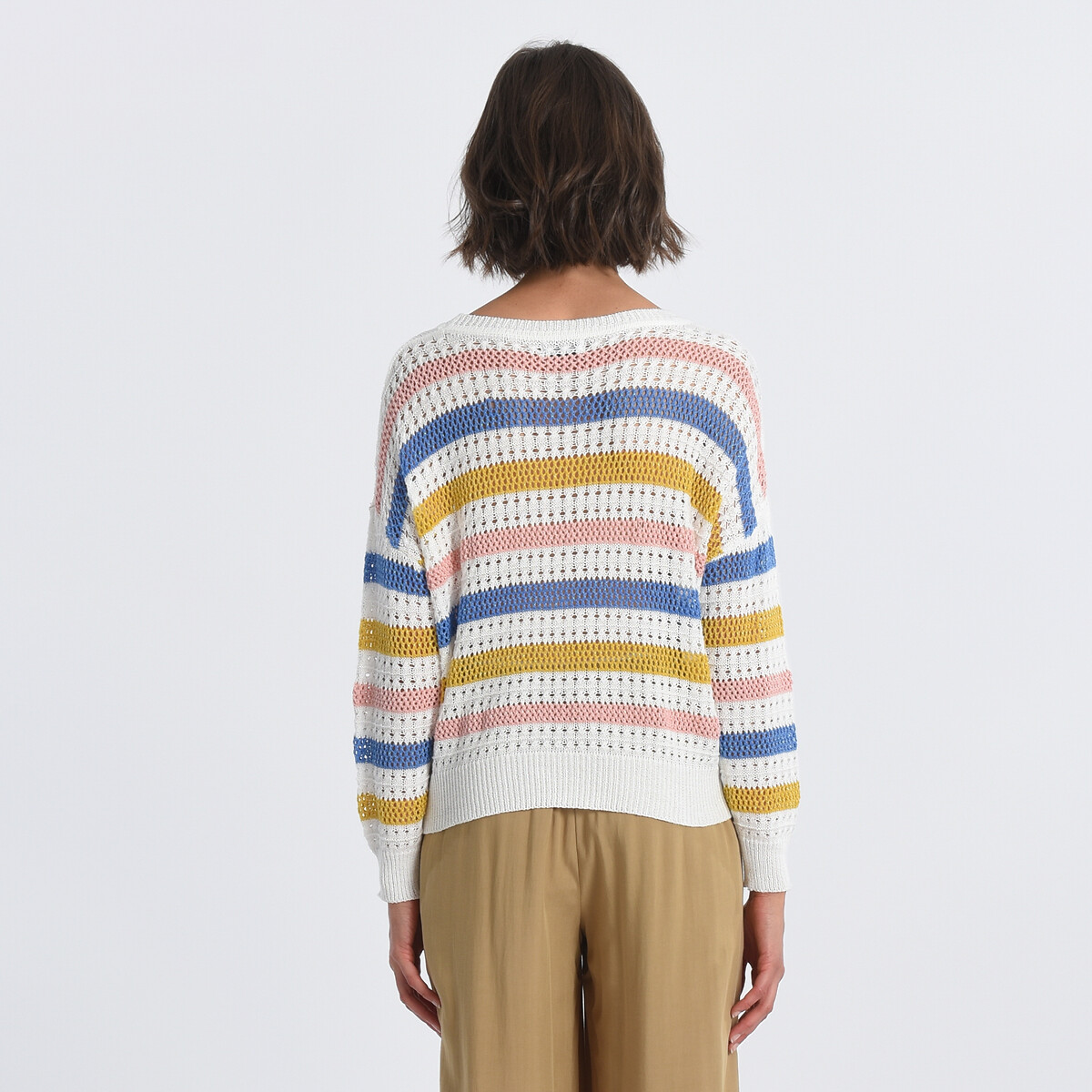 Пуловер В широкую полоску M разноцветный2