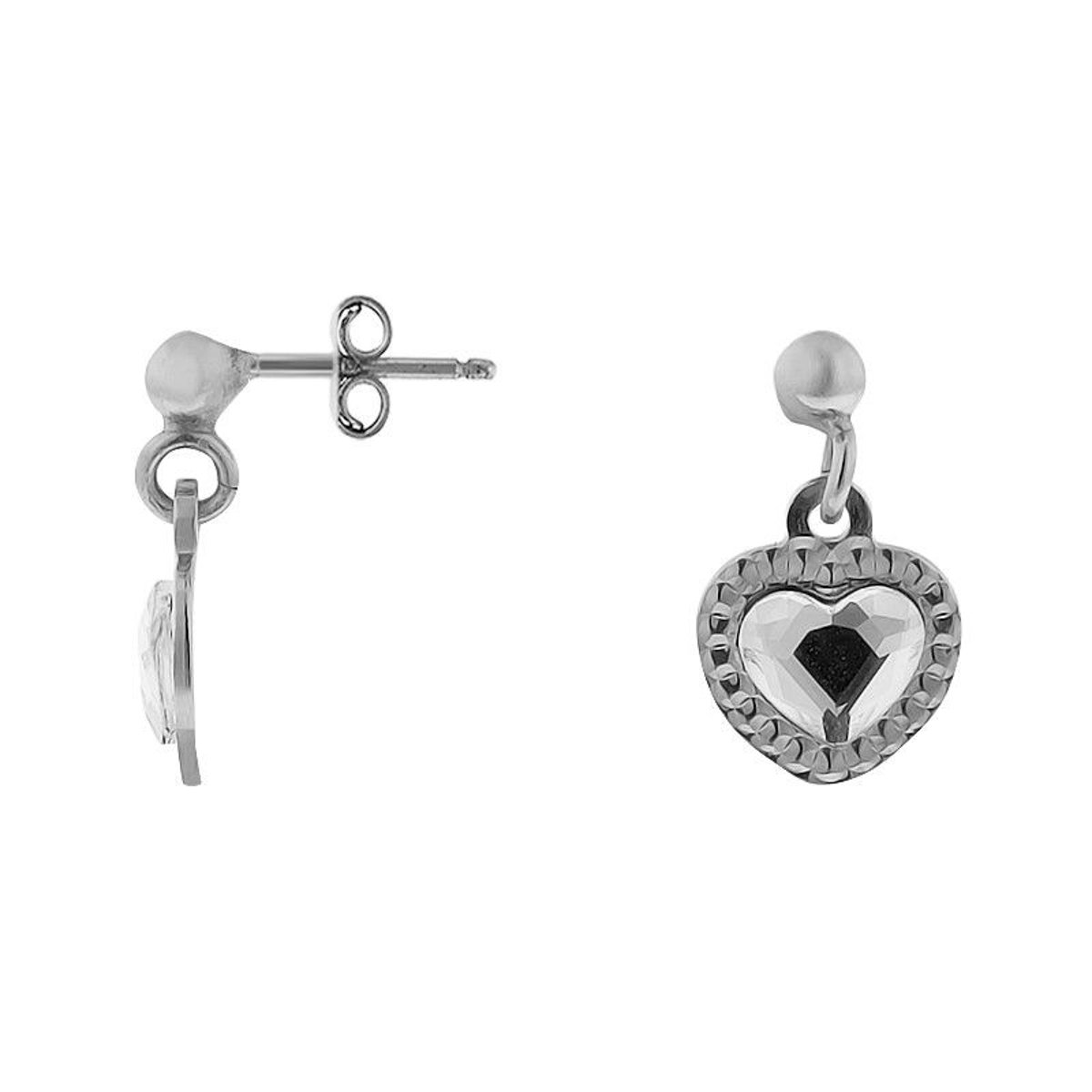 Boucles d'oreilles en Argent 925/1000 et Cristal Blanc
