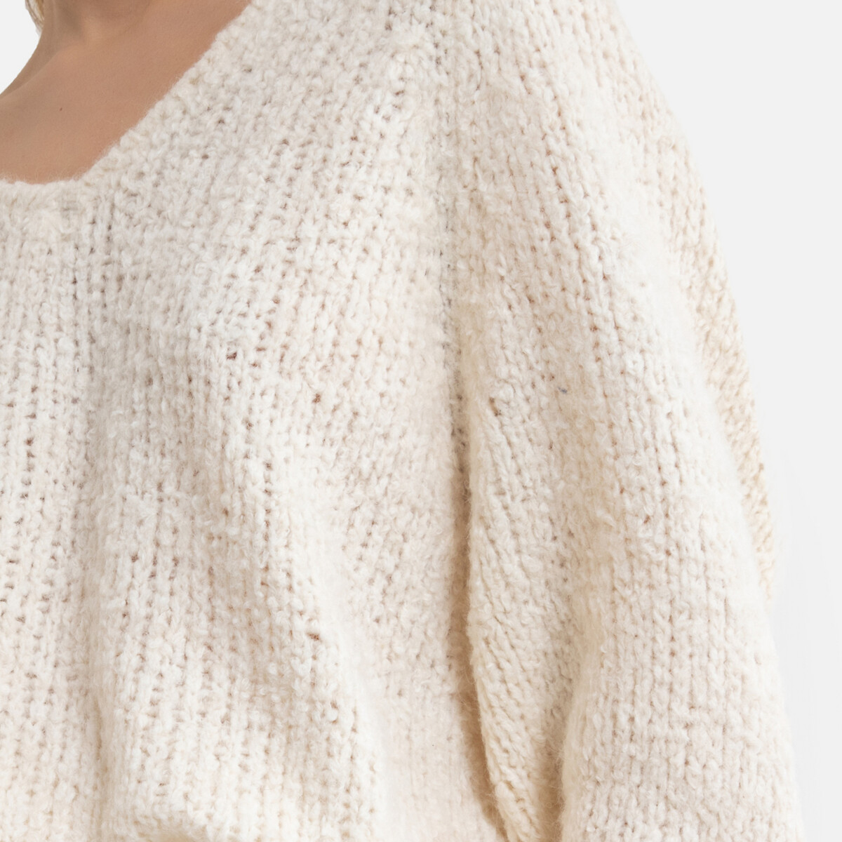 Пуловер LaRedoute С V-образным вырезом из тонкого трикотажа TUDBURY M бежевый, размер M - фото 3